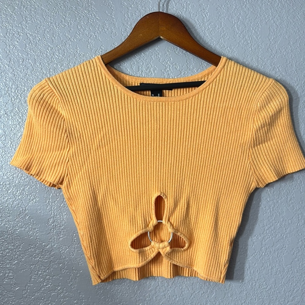 Forever 21 Orange Cut Out O-Ring Crop Top